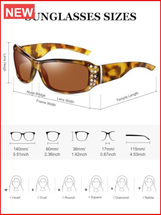 Polarized Rhinestone Wrap Around Sunglasses UV400 Protection for Driving main image 5